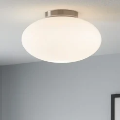 Plafoniere Moderne-Ideal Lux Candy pl1 d40 plafoniera camera da letto 40cm sfera vetro bianco