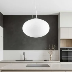 Lampadari Cucina-Ideal Lux Candy sp1 d40 lampadario sfera di vetro bianco