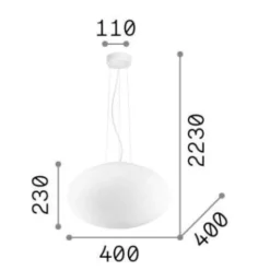 Lampadari Cucina-Ideal Lux Candy sp1 d40 lampadario sfera di vetro bianco