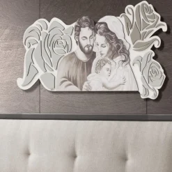 Capezzali-Selezionato da Mazzolaluce Capezzale classico sacra famiglia 120x60 legno bianco grigio tortora