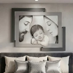 Capezzali-Selezionato da Mazzolaluce Capezzale sacra famiglia 95x75 cm grigio decoro resina lucido