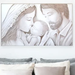 Capezzali-Selezionato da Mazzolaluce Capezzale sacra famiglia 122x72 cornice legno bianca stile contemporaneo