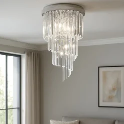 Plafoniere Moderne-Ideal Lux Carlton pl8 plafoniera contemporanea a cascata cromo