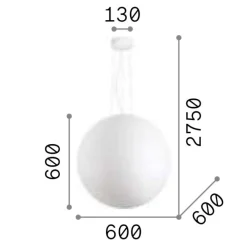 Lampadari Moderni-Ideal Lux Carta sp1 d60 lampadario moderno sfera bianca effetto carta