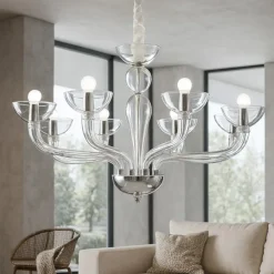 Lampadari Moderni-Ideal Lux Casanova sp8 lampadario 8 luci in vetro trasparente
