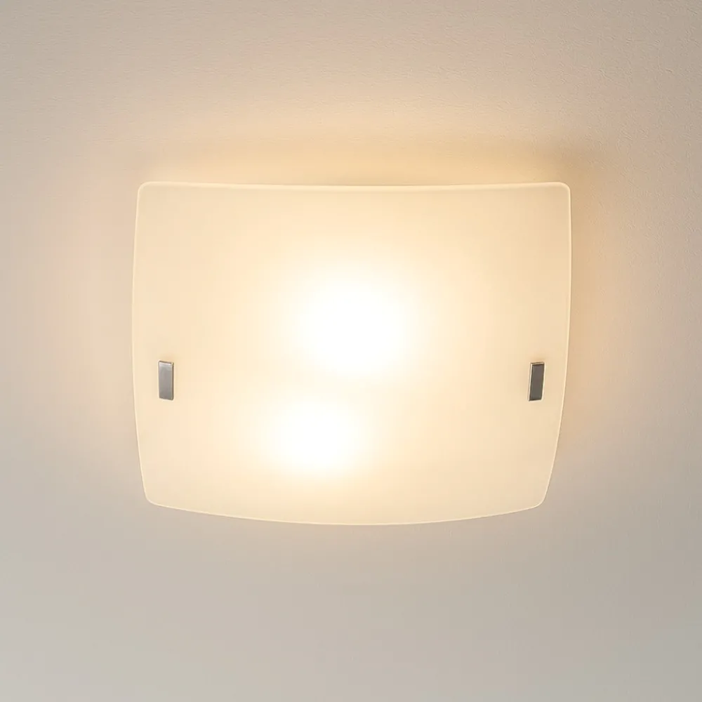 Plafoniere Moderne-Ideal Lux Celine pl2 plafoniera quadrata moderna vetro bianco