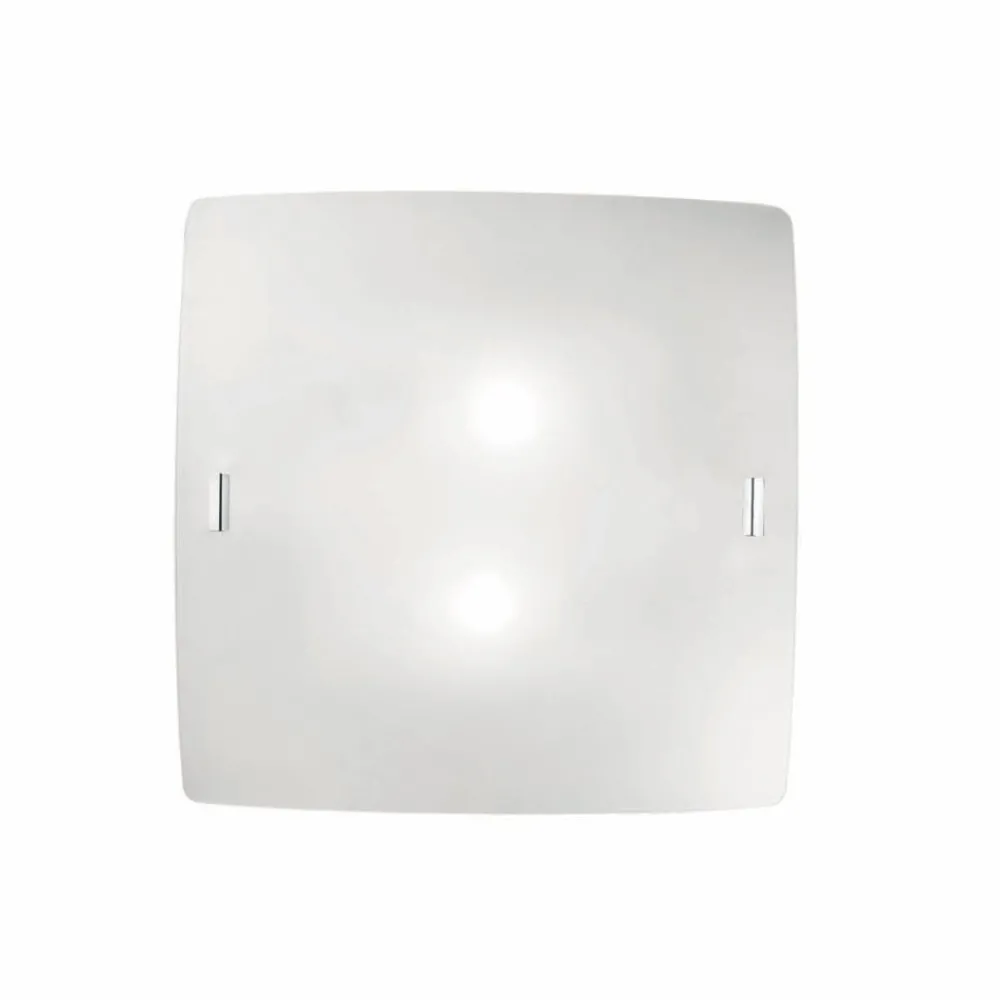 Plafoniere Moderne-Ideal Lux Celine pl2 plafoniera quadrata moderna vetro bianco