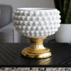 Soprammobili Moderni-Bongelli Preziosi Centrotavola pigna 25cm bianca oro