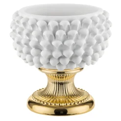 Soprammobili Moderni-Bongelli Preziosi Centrotavola pigna 25cm bianca oro