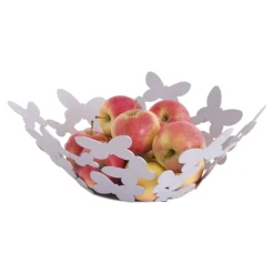 Soprammobili Moderni-Selezionato da Mazzolaluce Centro tavola rotondo porta frutta bianco farfalle