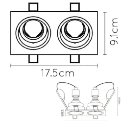 Faretti Da Incasso-Selezionato da Mazzolaluce Cestello faretti nero da incasso soffitto 2 luci orientabili