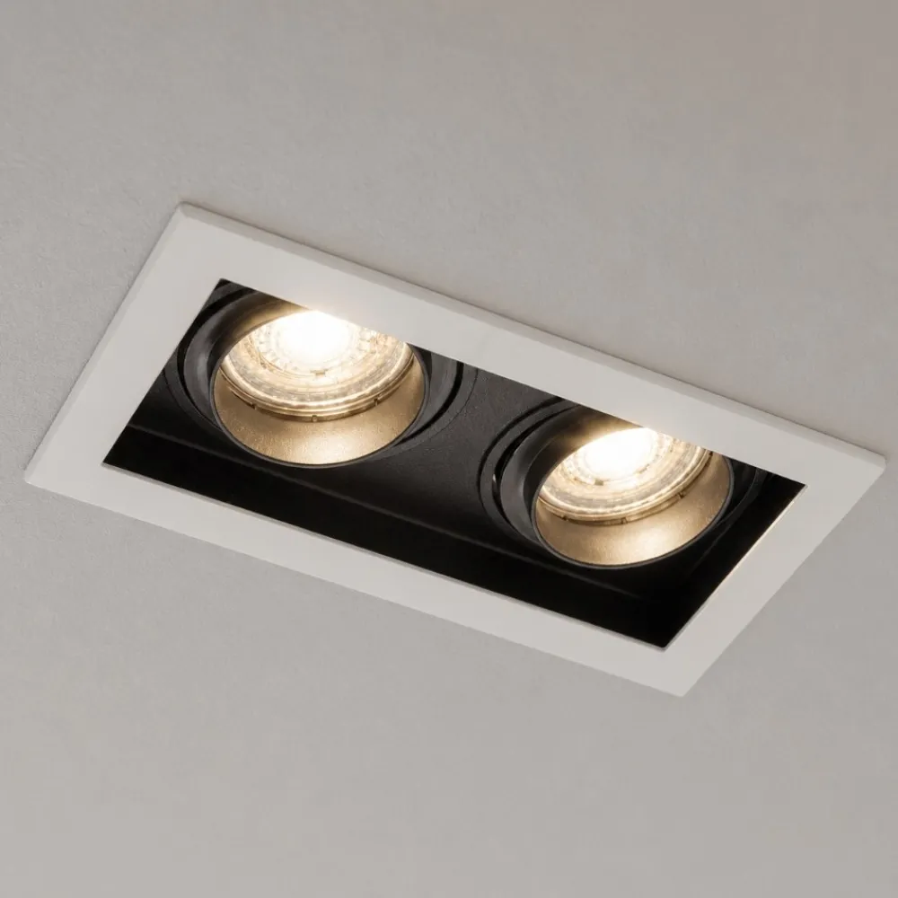 Faretti Da Incasso-Selezionato da Mazzolaluce Cestello faretto bianco da incasso 2 luci orientabili