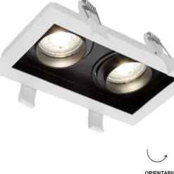 Faretti Da Incasso-Selezionato da Mazzolaluce Cestello faretto bianco da incasso 2 luci orientabili