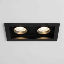 Faretti Da Incasso-Selezionato da Mazzolaluce Cestello faretto da incasso controsoffitto nero 2 luci orientabili