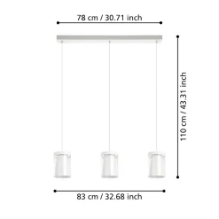 Lampadari Cucina-Eglo Chiusello z lampadario per tavolo cucina led rgb da 2700k a 6500k 3 luci