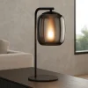 Lampade Da Tavolo-Eglo Ciampino lampada da tavolo minimal con paralume grigio in vetro