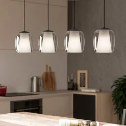 Lampadari Cucina-Eglo Ciampino lampadario da cucina moderna in vetro 4 luci