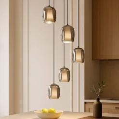 Lampadari Cucina-Eglo Ciampino lampadario per cucina con portalampada in vetro grigio