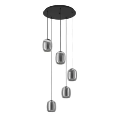 Lampadari Cucina-Eglo Ciampino lampadario per cucina con portalampada in vetro grigio
