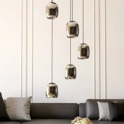 Lampadari Cucina-Eglo Ciampino lampadario per cucina con portalampada in vetro grigio