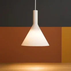 Lampade A Sospensione-Ideal Lux Cocktail sp1 small lampada a sospensione per isola vetro bianco forma cono