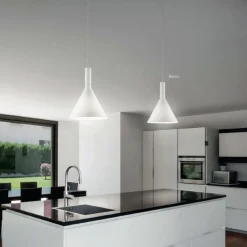 Lampade A Sospensione-Ideal Lux Cocktail sp1 small lampada a sospensione per isola vetro bianco forma cono