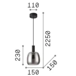 Lampade A Sospensione-Ideal Lux Coco-1 sp lampada a sospensione per bancone vetro fume' led 3000k