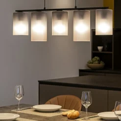 Lampadari Cucina-Eglo Colomera lampadario da cucina con portalampada in vetro opaco
