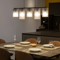 Lampadari Cucina-Eglo Colomera lampadario da cucina con portalampada in vetro opaco