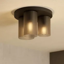 Plafoniere Moderne-Eglo Colomera plafoniera moderna in vetro grigio opaco 3 luci