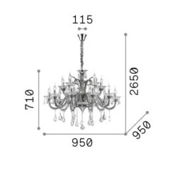 Lampadari Moderni-Ideal Lux Colossal sp15 lampadario di cristallo 15 luci goccia trasparente