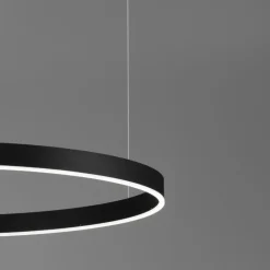 Lampadari Moderni-Selezionato da Mazzolaluce Composizione 3 lampadari anelli cerchi nero led 140w 2700k a 6000k