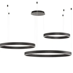 Lampadari Moderni-Selezionato da Mazzolaluce Composizione 3 lampadari anelli cerchi led nero