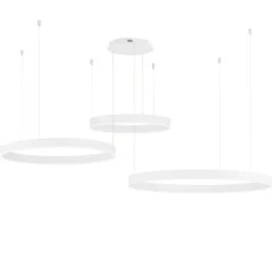 Lampadari Moderni-Selezionato da Mazzolaluce Composizione 3 lampadari cerchi bianchi led 3000k dimmerabile