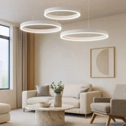 Lampadari Moderni-Selezionato da Mazzolaluce Composizione 3 lampade ad anelli bianco led 2700k a 6000k dimmerabile