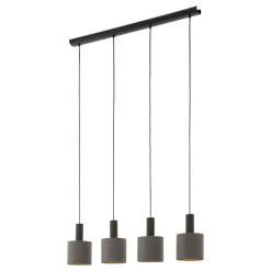 Lampadari Cucina-Eglo Concessa 1 lampadario per tavolo cucina con 4 paralumi in tessuto