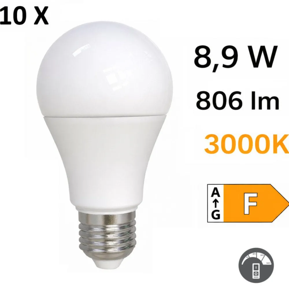 Lampadine Led-Selezionato da Mazzolaluce Confezione da 10 lampadine e27 led 8,5w 3000k dimmerabile