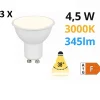 Lampadine Led-Selezionato da Mazzolaluce Confezione da 3 lampadine gu10 led 4,5w 3000k 345 lumen ottica 38