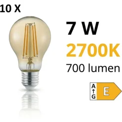 Lampadine Led-Selezionato da Mazzolaluce Confezione da 10 lampadine led e27 7w 2700k 700 lumen dimmerabile
