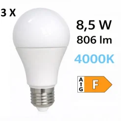 Lampadine Led-Selezionato da Mazzolaluce Confezione 3 lampadine e27 led 8,5w 4000k 806 lumen