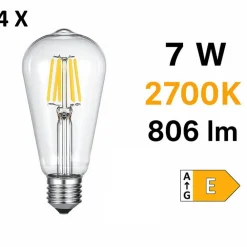 Lampadine Led-Selezionato da Mazzolaluce Confezione 4 lampadine led e27 7w 2700k 806 lumen