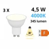 Lampadine Led-Selezionato da Mazzolaluce Confezione 3 lampadine led gu10 4,5w 4000k ottica 38 345 lumen