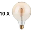 Lampadine Led-Ideal Lux Confezione n10 lampadine e27 globo led 4w 2200k 500lm ambra
