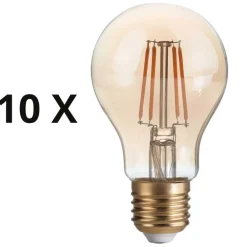 Lampadine Led-Ideal Lux Confezione n10 lampadine e27 goccia led 4w 2200k 370lm ambra