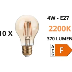 Lampadine Led-Ideal Lux Confezione n10 lampadine e27 goccia led 4w 2200k 370lm ambra