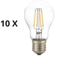 Lampadine Led-Ideal Lux Confezione n10 lampadine e27 led 8w 3000k 910lm goccia trasparente