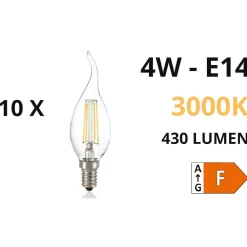 Lampadine Led-Ideal Lux Confezione n10 lampadine e14 led 4w 3000k 430lm trasparente