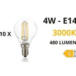 Lampadine Led-Ideal Lux Confezione n10 lampadine e14 led 4w 3000k 480lm sfera