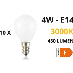 Lampadine Led-Ideal Lux Confezione n10 lampadine e14 led 4w 3000k 430lm sfera bianca