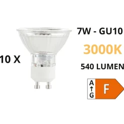 Lampadine Led-Ideal Lux Confezione n10 lampadine gu10 led 7w 540lm 3000k ottica 50